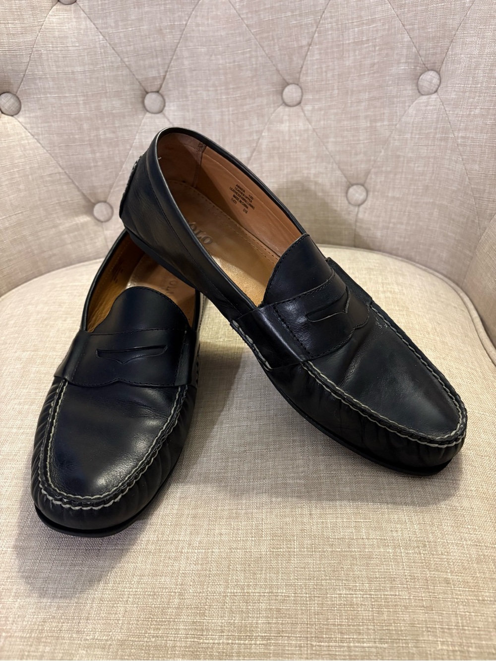 POLO RALPH LAUREN Men's Alston Leather Penny Loafers Shoes Black US 12D